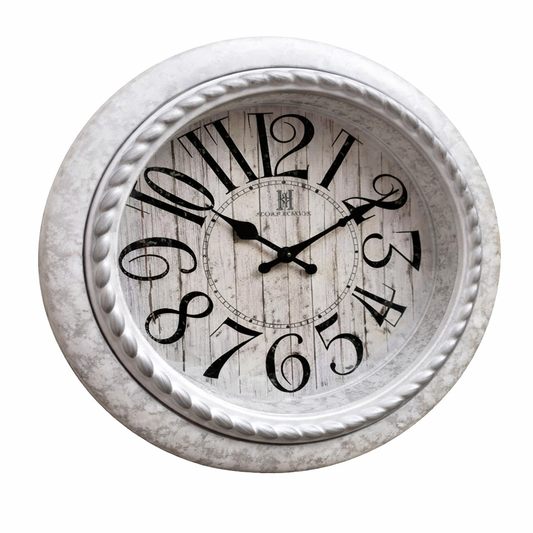 Vintage Heritage Wall Clock Oreo-2 13.75" – Rustic Farmhouse Decorative Round Wall Clock with Distressed Wood Look & Bold Numerals - Habitt