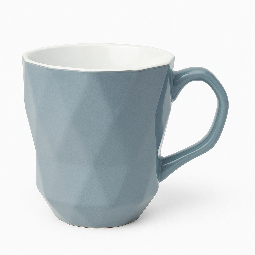 Geometric Blue Mug – Modern Faceted Ceramic Coffee Cup