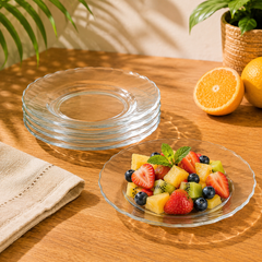 Clear Swirl-Pattern Pressed-Glass Soup Plate Set – 6 Pieces, 234 mm Diameter