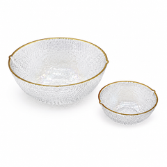 7 Pcs Fruit Bowl Set – Textured Serving Set in Iridescent, Black, Green, Grey, Pink, Amber, Brown, Red, Golden & Clear