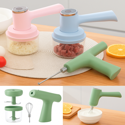 1Pc Electric Egg Beater & Food Mixer (Assorted) – Portable Rechargeable Mini Chopper