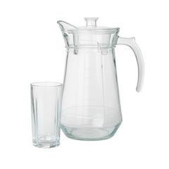 Classic Ribbed Glass Water Set – 7-Piece Set (1.7 L Jug + 278 mL Glasses)