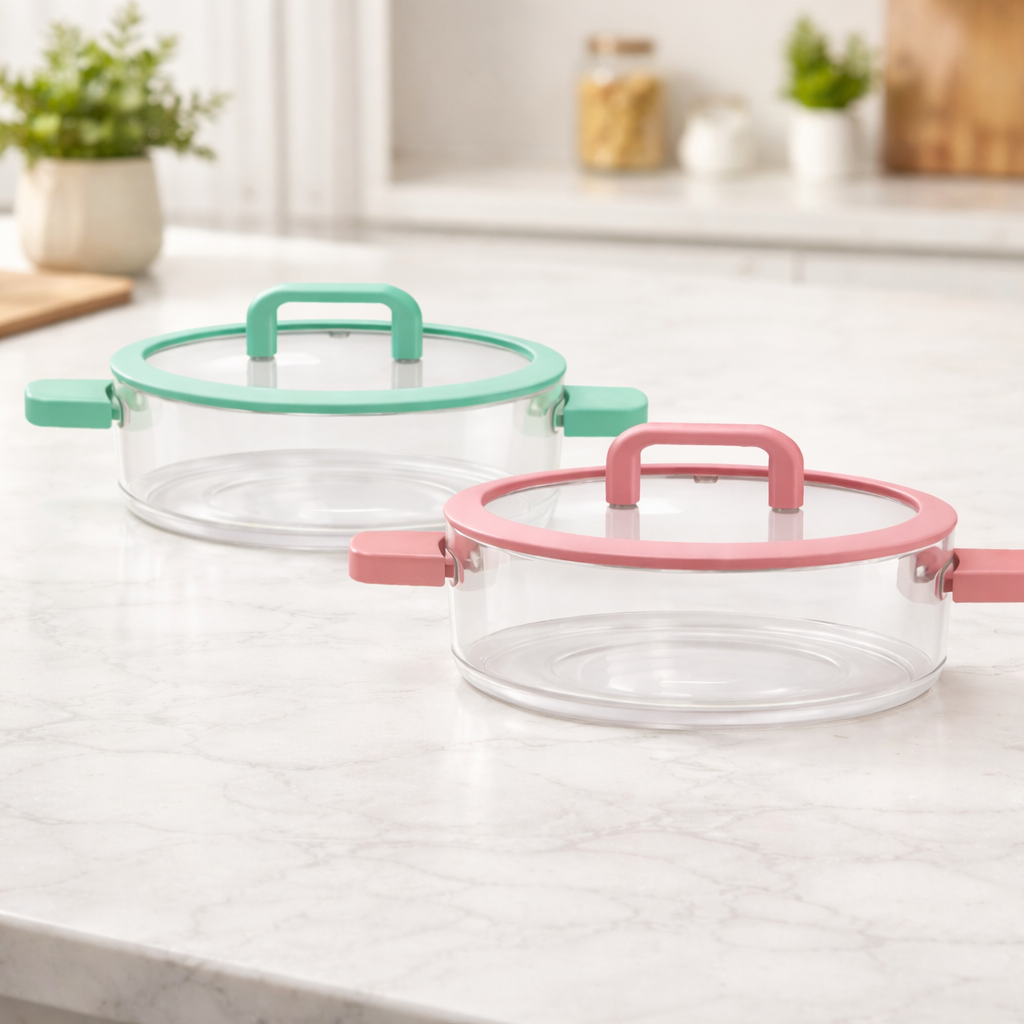 Colorful Double Handle Glass Pot – 1.8 L