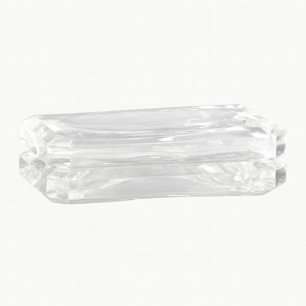 Four-Sided Angular Oval Soap Dish – Transparent Acrylic Bathroom Holder