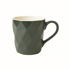 Geometric Green Ceramic Mug – Diamond Embossed Modern Coffee & Tea Cup