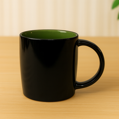 Black and Green Two-Tone Ceramic Mug – Glossy Coffee & Tea Cup