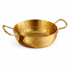 Stainless Steel Deep Golden Bowl – Hammered Finish (16 cm / 18 cm)