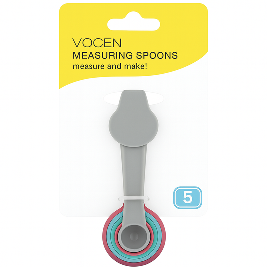 VOCEN 5-Piece Measuring Spoon Set – Color-Coded Kitchen Measuring Spoons for Baking & Cooking
