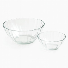Clear Fluted-Rim Pressed-Glass 7-Piece Fruit Bowl Set – Elegant Classic Serveware