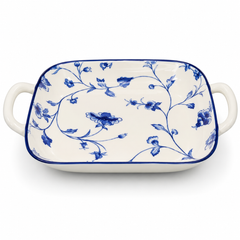 9-Inch Square Baker with Handles – Blue Floral Design