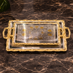 Luxury Tray Set 3PCS – Decorative Serving Trays with Gold Handles - Habitt