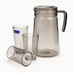 Smoke-Tinted 7-Piece Water Set – 1.98 L Jug with 315 ml Glasses (Pressed Glass)