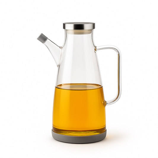 Modern Glass Oil Bottle with Stainless Steel Lid – 1 Litre