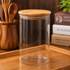 Glass Storage Jar Wood Lid - Small and mini