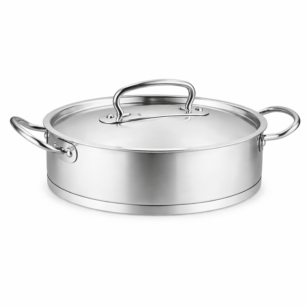 Proline Low Casserole 20x9 cm / 24x10 cm – Stainless Steel Cooking Pot with Lid - Habitt