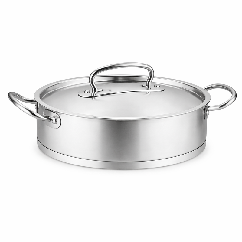 Proline Low Casserole 20x9 cm / 24x10 cm – Stainless Steel Cooking Pot with Lid - Habitt
