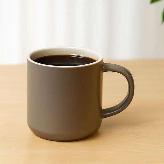Matte Taupe Ceramic Mug – Modern Round Coffee & Tea Cup
