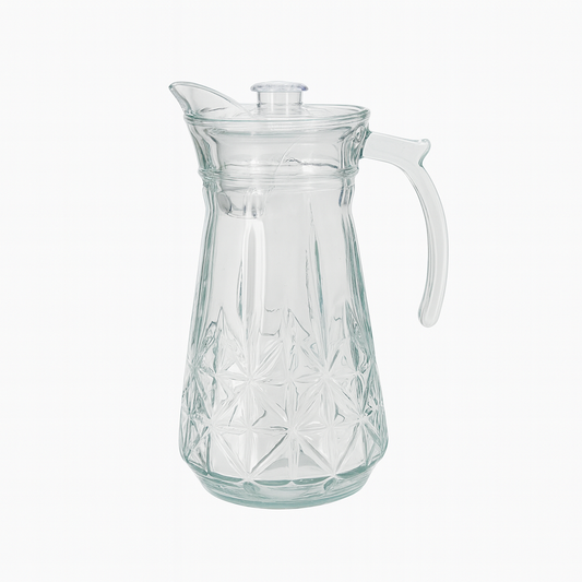 Premium Star-Pattern Glass Jug 1700 ml with Handle & Pour Spout – Elegant Large Water & Juice Pitcher
