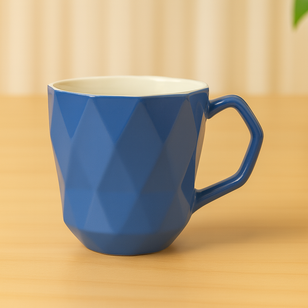 Geometric Ceramic Coffee Mug – Royal Blue