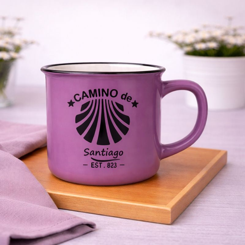 Purple Ceramic Mug with Camino de Santiago Print – Travel-Inspired Coffee Cup