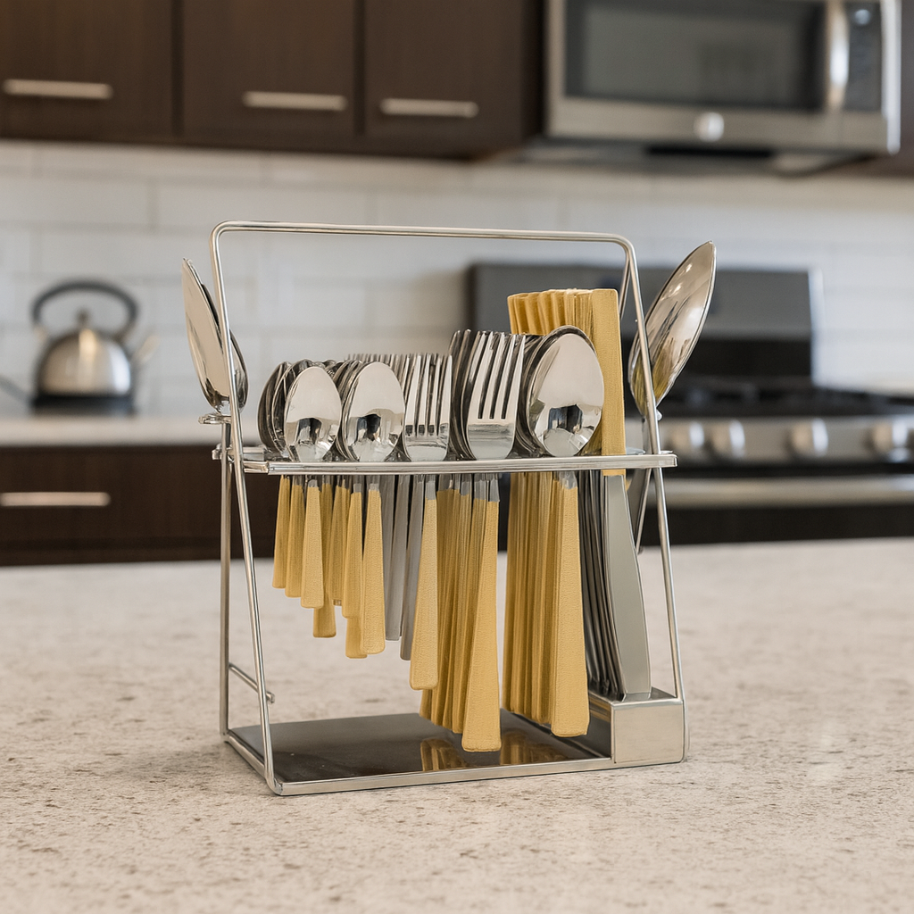 38-Piece Cutlery Set – Textured Finish with Stand