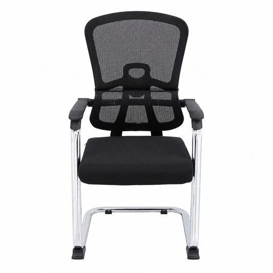 Nexora Ergonomic Visitor Chair with Breathable Mesh Back, Cushioned Seat & Chrome Frame – Modern Office & Waiting Room Seating - Habitt