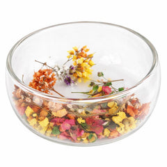 Double Wall Glass Bowl 250ml with Floral Design