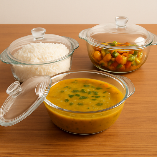 Deli Glassware 3-Piece Casserole Set (3250ml) – Heat-Resistant Glass Cookware
