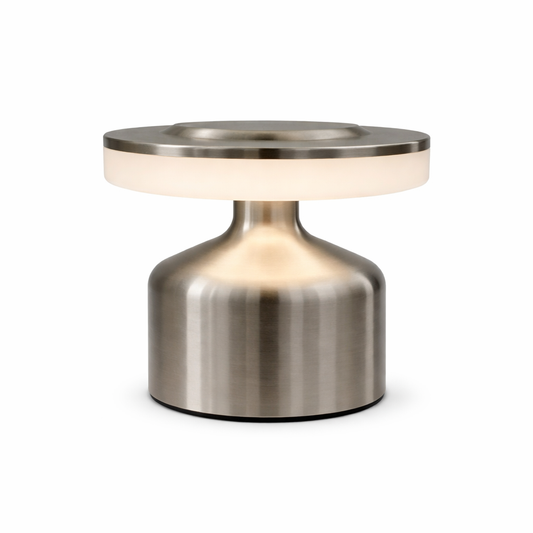 Modern Cordless LED Touch Table Lamp – Brushed Metal Rechargeable Ambient Night Light - Habitt