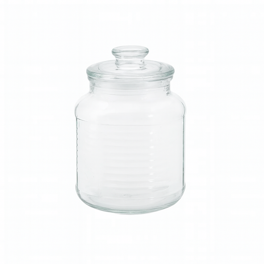 Clear Pressed-Glass Storage Jar with Lid – 2200 ml Airtight Kitchen Container