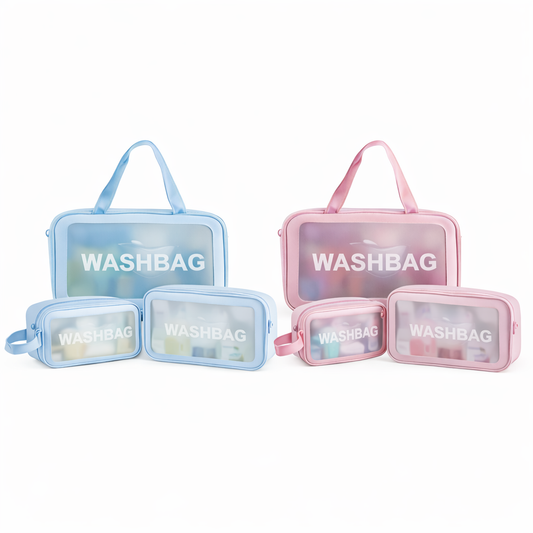 3PCS Wash Bag Set – Travel Toiletry Organizer (Assorted Colours)