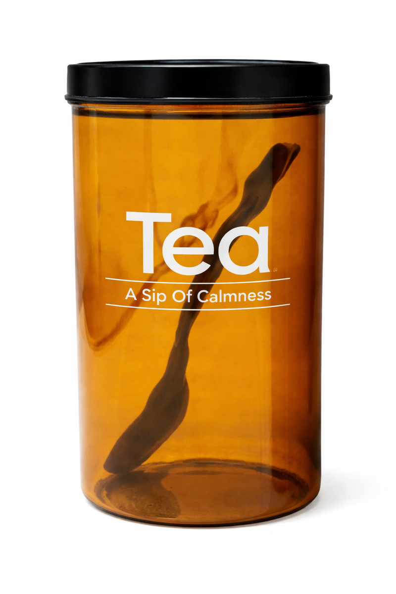 Kleeyo Brown Tea Storage Jar with Black Lid – Multipurpose Container for Tea, Coffee, Sugar & Kitchen Spices - Habitt