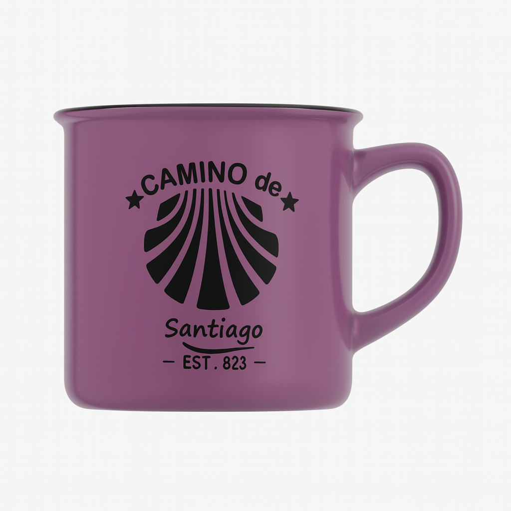 Purple Ceramic Mug with Camino de Santiago Print – Travel-Inspired Coffee Cup