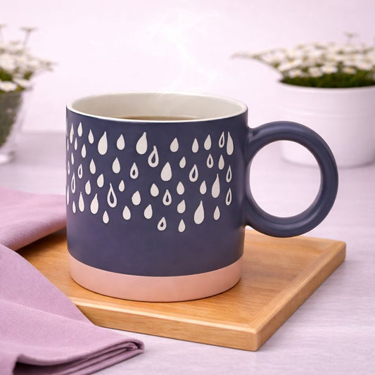 Black Ceramic Mug with White Raindrop Pattern