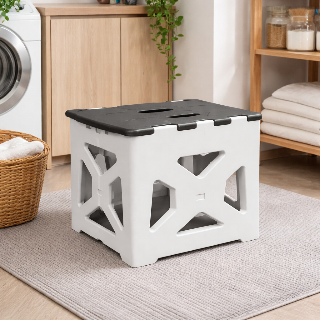 Heavy-Duty Folding Stool – Large Portable Plastic Step Stool with Non-Slip Top for Home & Outdoor Use - Habitt