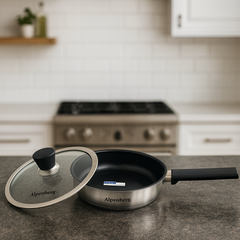 Stainless Steel Fry Pan With Glass Lid  22cm / 24cm / 26cm