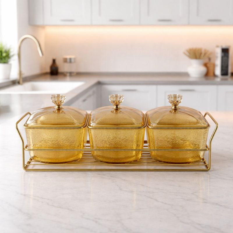 3 in 1 Glass Snacks Serving Tray