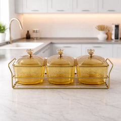 3 in 1 Glass Snacks Serving Tray