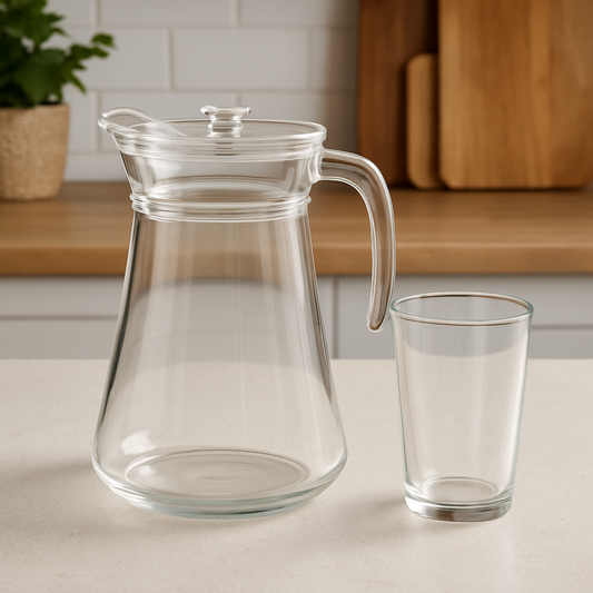 Premium Deli Glassware Water Set – 7-Piece Set (1.58 L Jug + 275 mL Glasses)
