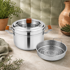 Stainless Steel Pot + Steamer 26cm