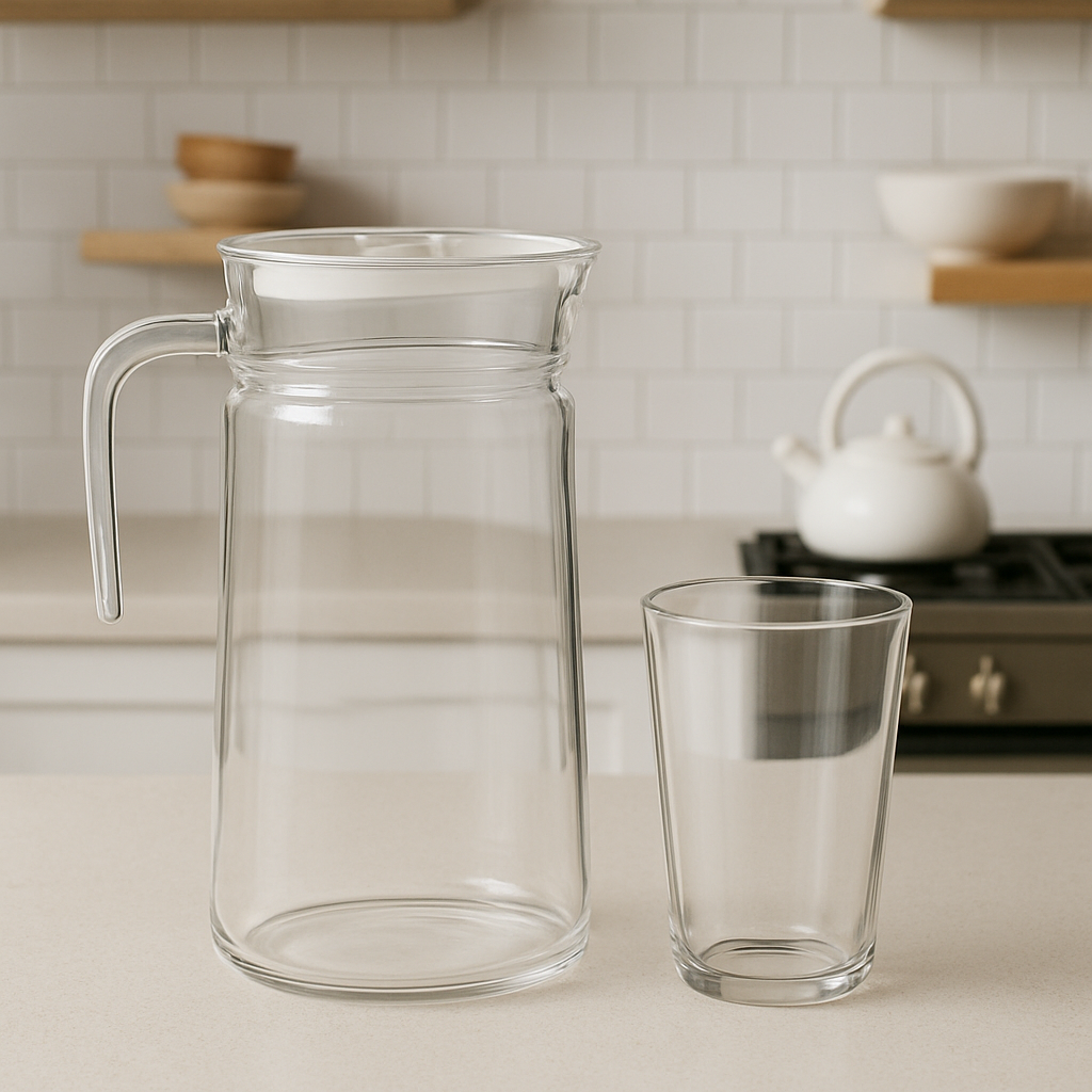Clear Glass 7-Piece Water Set – 1.98 L Jug with 315 ml Glasses (Premium Everyday Glassware)