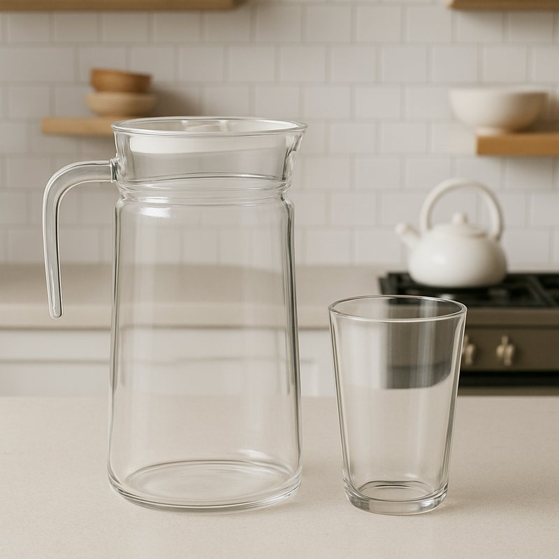 Clear Glass 7-Piece Water Set – 1.98 L Jug with 315 ml Glasses (Premium Everyday Glassware) - Habitt