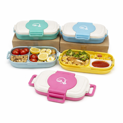 1 PC Stainless Steel 3 Partition Lunch Box – Leakproof Bento Tiffin Box for Kids & Adults Assorted - Habitt