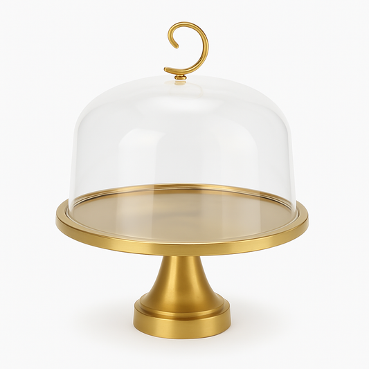 Elegant Gold Cake Platter with Dome Cover