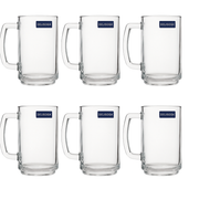 Clear Glass Juice Mug with Handle 410 ml – Set of 6 | Durable Drinkware for Home, Café & Bar - Habitt