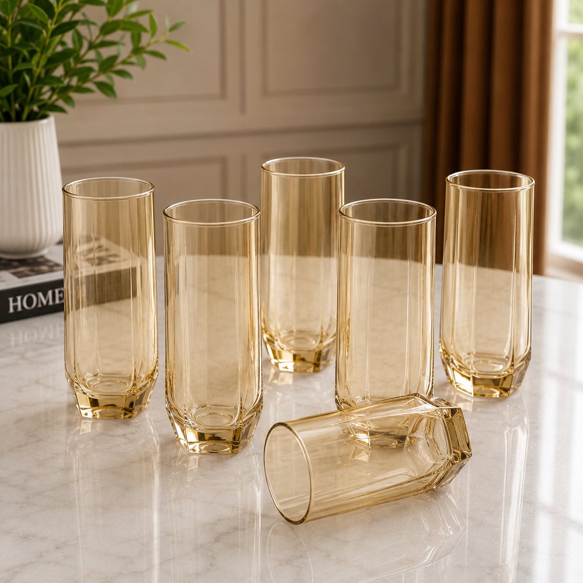 Amber Tumbler Glass – Modern Colored Drinking Glass (335 ml)