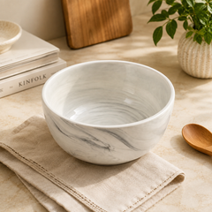 Bowl – White Marble-Style Serving Bowl