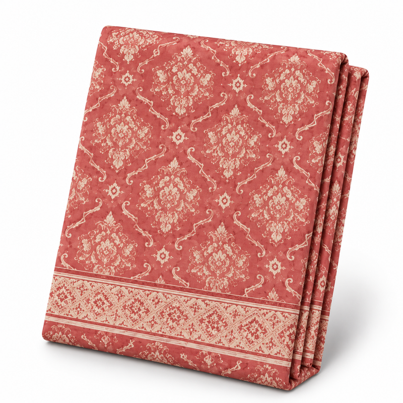 Damask Patterned Double Bed Sheet – Elegant Floral Design