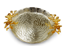 Floral Decorative Dish – Small, Medium and Large Sizes | Gold & Silver Accent Serving Dish