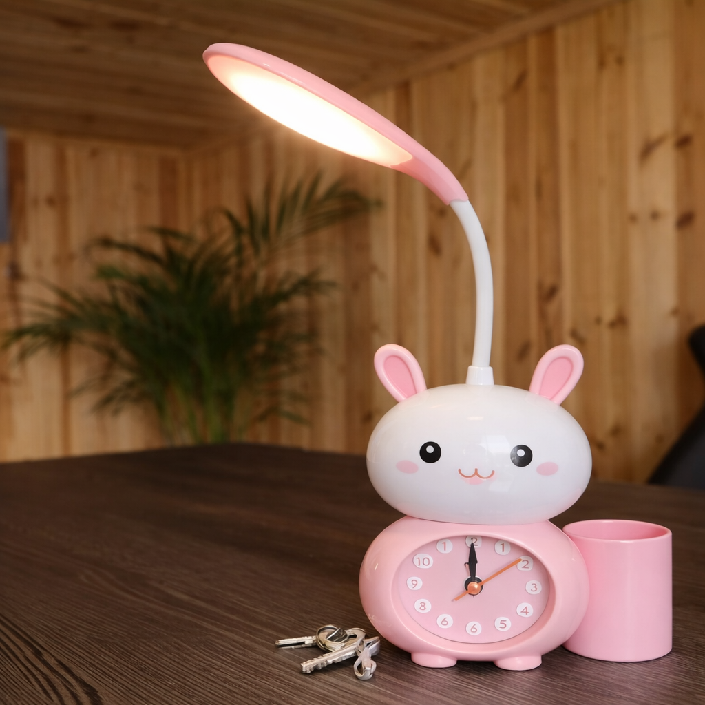Hello Kitty LED Table Clock with Adjustable Desk Lamp – Cute Night Light Alarm Clock for Kids & Bedroom Decor